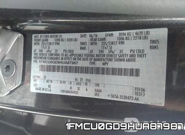 1FMCU0GD9HUA87987 фото 10