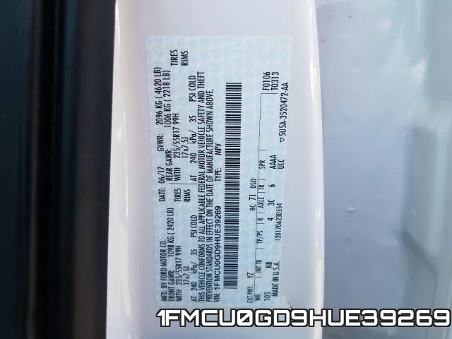 1FMCU0GD9HUE39269 фото 2