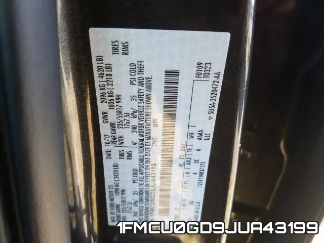 1FMCU0GD9JUA43199 фото 2