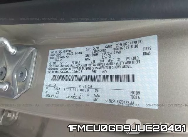 1FMCU0GD9JUC20401 фото 10