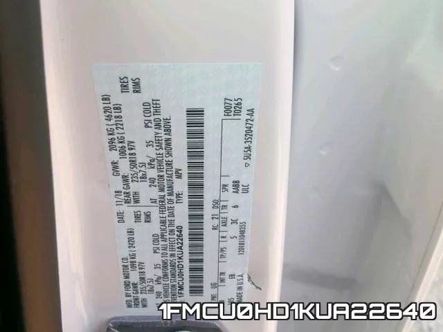 1FMCU0HD1KUA22640 фото 2
