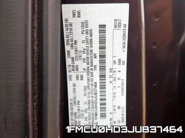 1FMCU0HD3JUB37464 фото 2