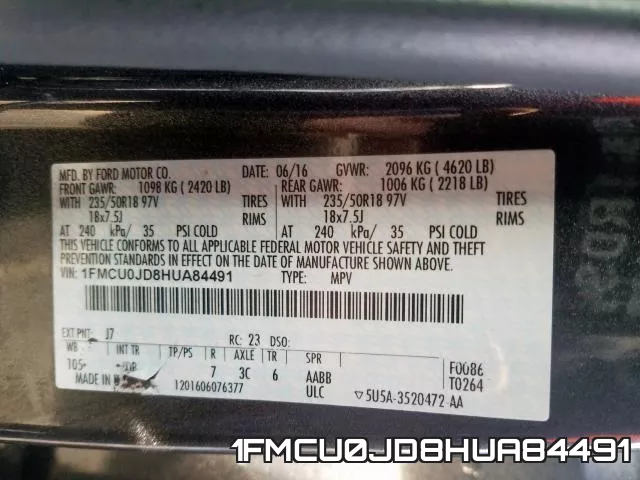 1FMCU0JD8HUA84491 фото 2