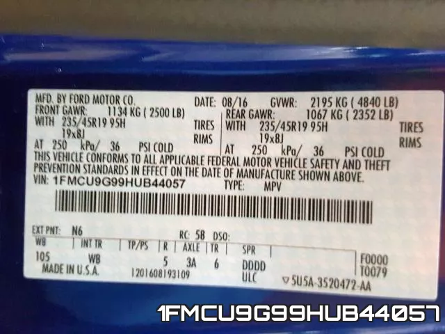 1FMCU9G99HUB44057 фото 2