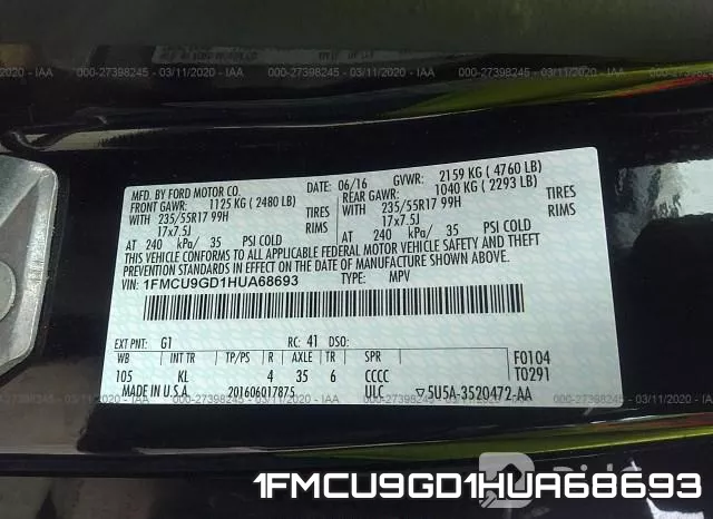 1FMCU9GD1HUA68693 фото 10