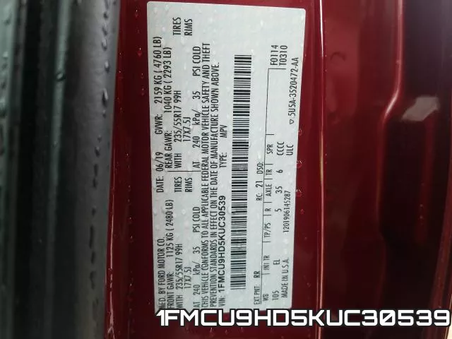 1FMCU9HD5KUC30539 фото 2