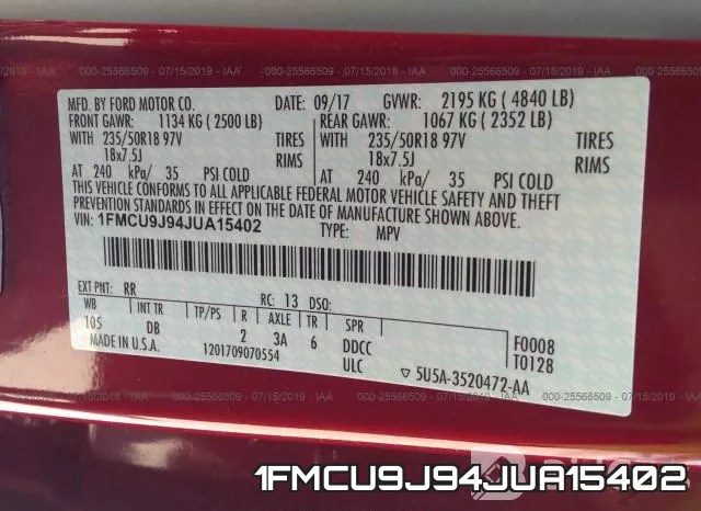 1FMCU9J94JUA15402 фото 10