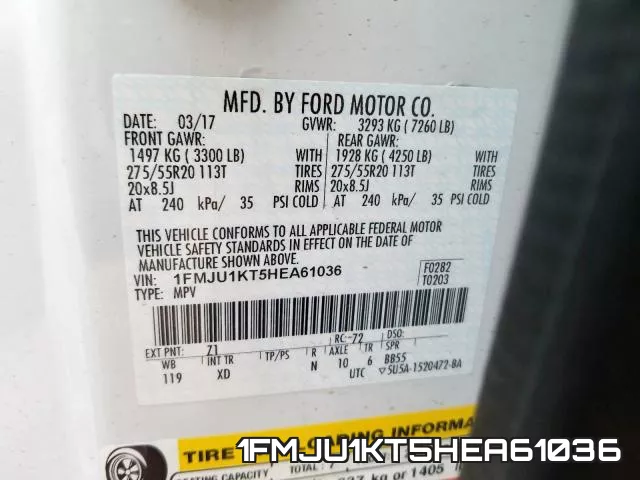 1FMJU1KT5HEA61036 фото 2