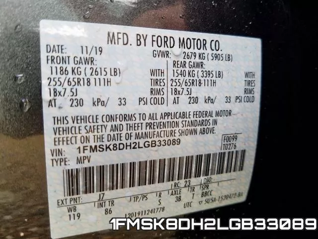 1FMSK8DH2LGB33089 фото 2
