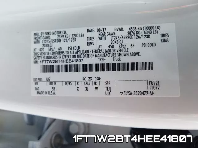 1FT7W2BT4HEE41807 фото 2