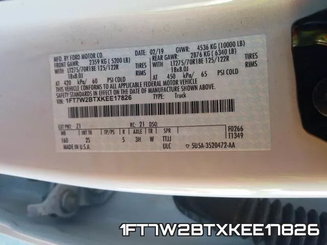 1FT7W2BTXKEE17826 фото 2