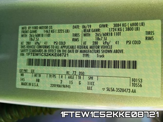 1FTEW1C52KKE08721 фото 2