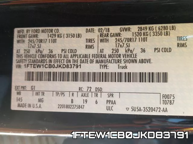 1FTEW1CB0JKD83791 фото 2