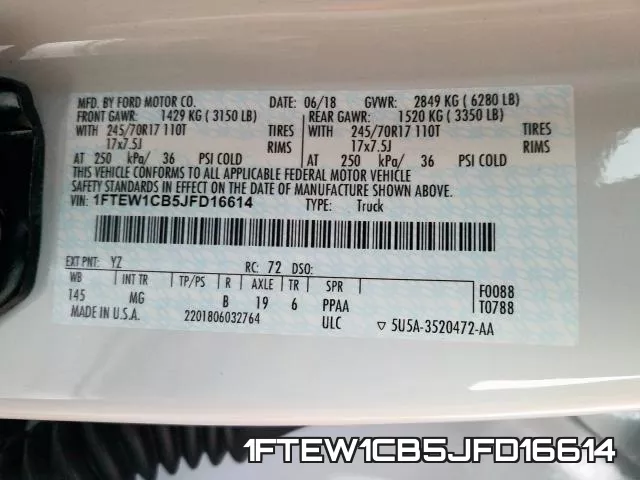 1FTEW1CB5JFD16614 фото 2