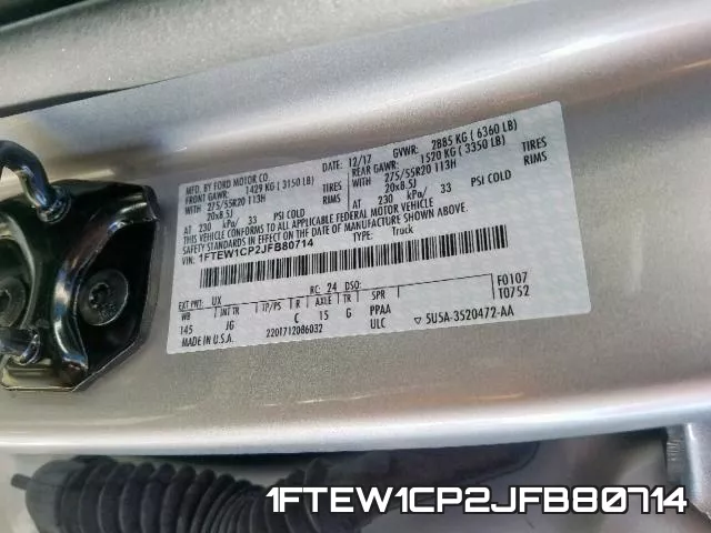 1FTEW1CP2JFB80714 фото 2