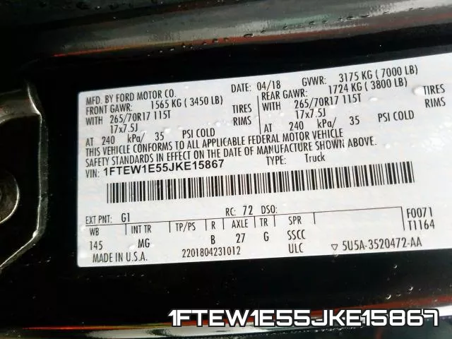 1FTEW1E55JKE15867 фото 2