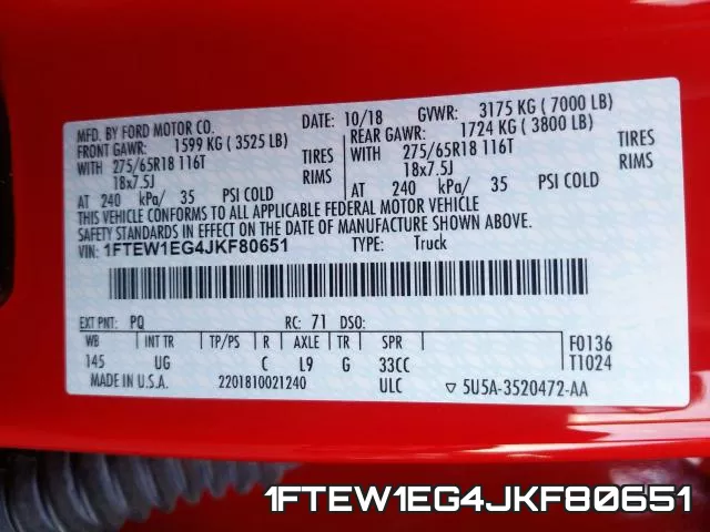 1FTEW1EG4JKF80651 фото 2
