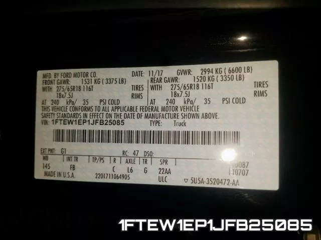 1FTEW1EP1JFB25085 фото 2