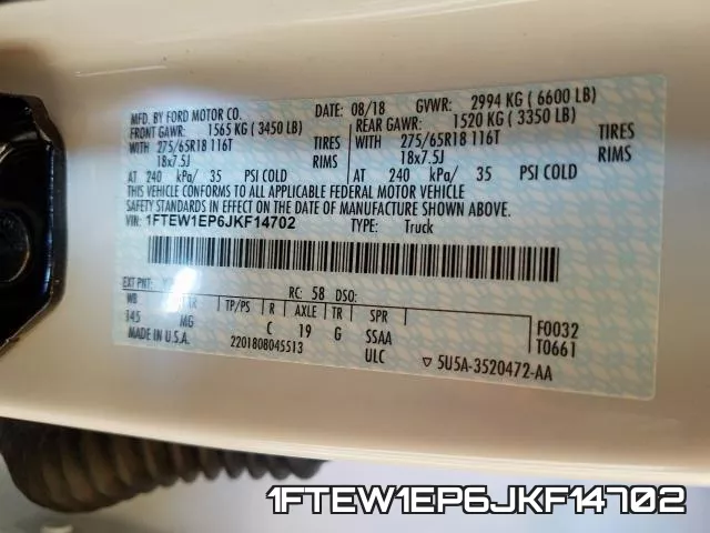 1FTEW1EP6JKF14702 фото 2
