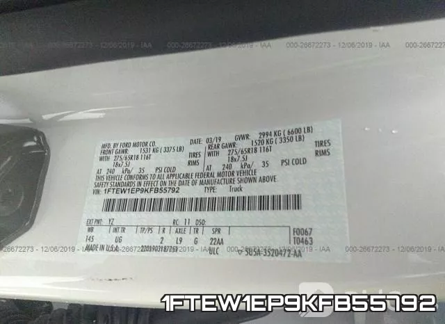 1FTEW1EP9KFB55792 фото 10