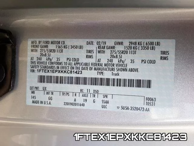 1FTEX1EPXKKC81423 фото 2
