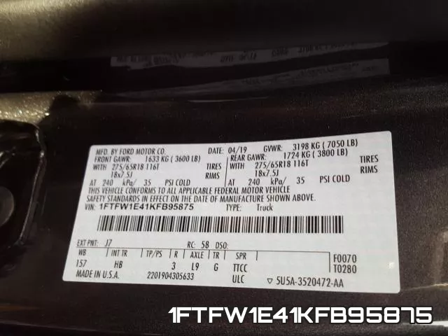 1FTFW1E41KFB95875 фото 2
