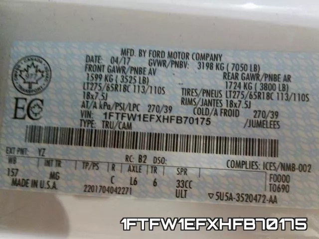 1FTFW1EFXHFB70175 фото 2