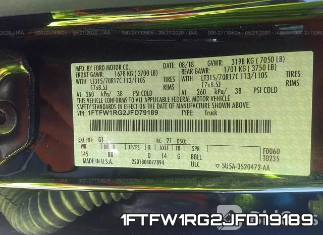 1FTFW1RG2JFD79189 фото 10