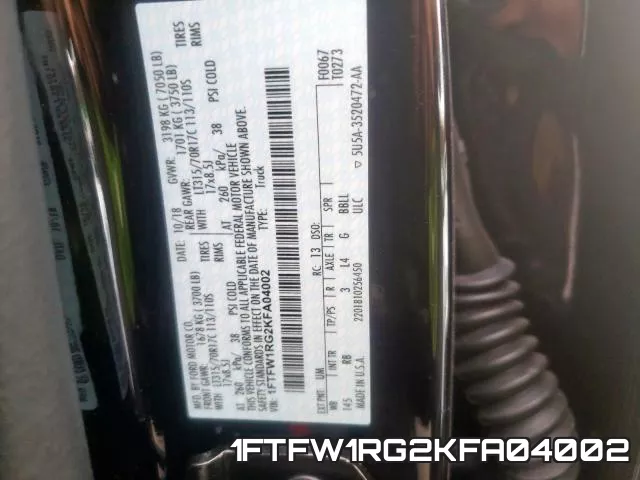 1FTFW1RG2KFA04002 фото 2