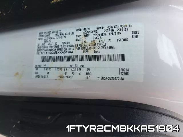 1FTYR2CM8KKA51904 фото 2