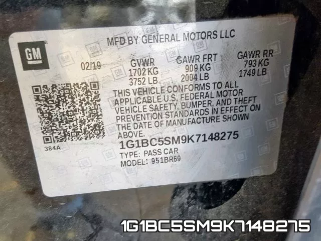 1G1BC5SM9K7148275 фото 2