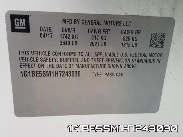 1G1BE5SM1H7243030 фото 2