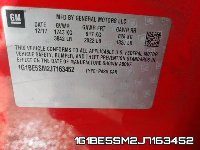 1G1BE5SM2J7163452 фото 2