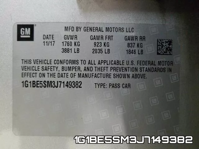 1G1BE5SM3J7149382 фото 2