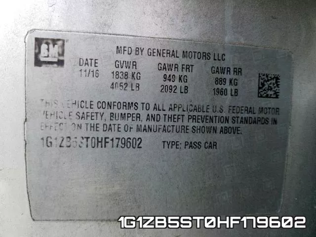1G1ZB5ST0HF179602 фото 2