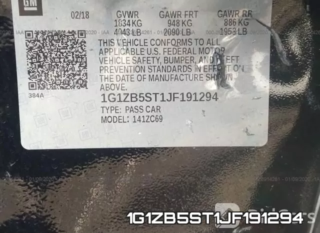 1G1ZB5ST1JF191294 фото 10