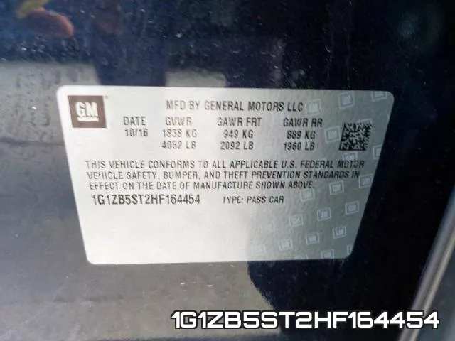 1G1ZB5ST2HF164454 фото 2
