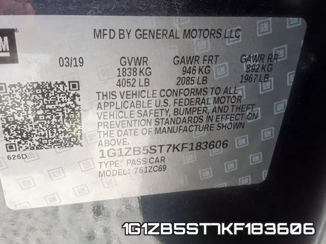 1G1ZB5ST7KF183606 фото 2
