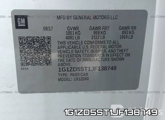 1G1ZD5ST1JF138749 фото 10