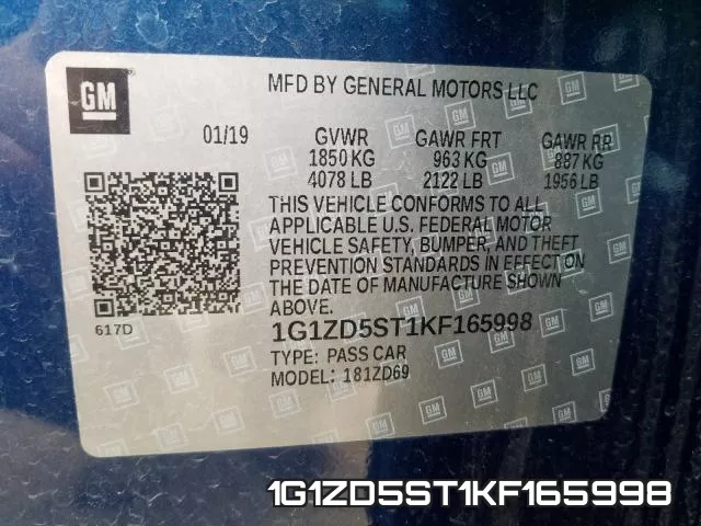 1G1ZD5ST1KF165998 фото 2