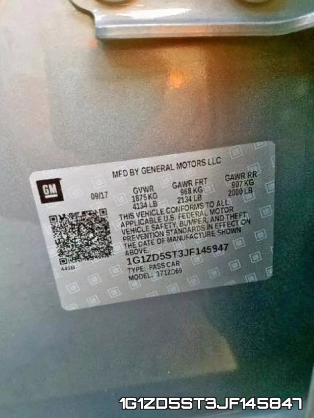 1G1ZD5ST3JF145847 фото 2