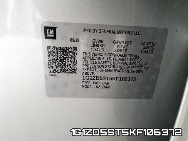 1G1ZD5ST5KF106372 фото 2