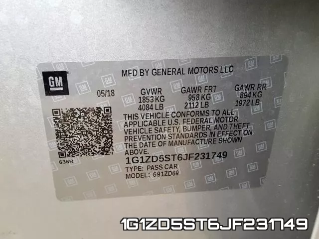 1G1ZD5ST6JF231749 фото 2