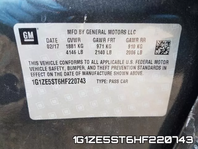 1G1ZE5ST6HF220743 фото 2