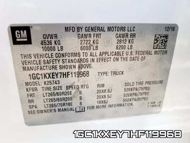 1GC1KXEY7HF119968 фото 2