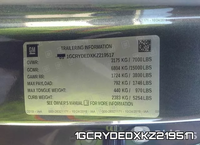 1GCRYDEDXKZ219517 фото 10