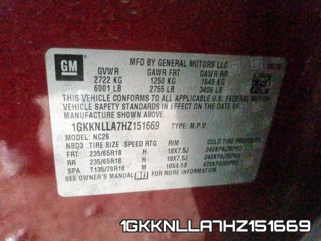 1GKKNLLA7HZ151669 фото 2