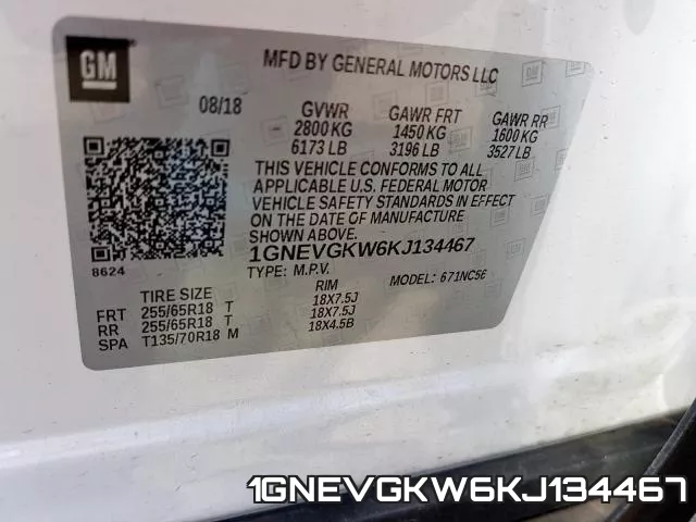 1GNEVGKW6KJ134467 фото 2