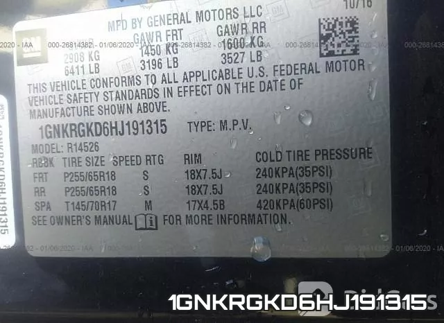1GNKRGKD6HJ191315 фото 10