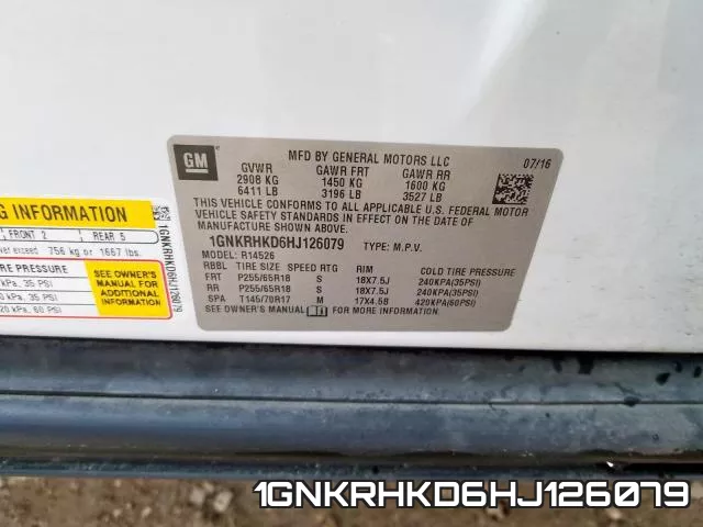 1GNKRHKD6HJ126079 фото 2
